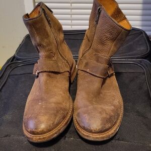 Clarks Brown Leather Boots Rugged Mid-Calf Design